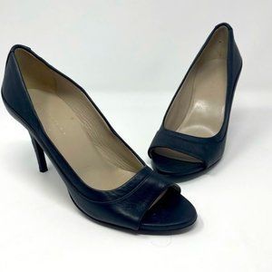 Balenciaga Black Leather Open Toe Peep Heels Size 36/ 6